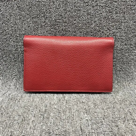 GUCCI Interlocking Wallet On Chain Red Leather Shoulder Bag 470-020725 - Picture 2 of 12